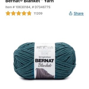 Bernat Blanket Yarn - Deep Sea Green. 3 Rolls